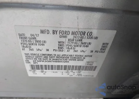 2017 Ford Edge Se z USA, uszkodzony, nr VIN 2FMPK3G97HBB93266